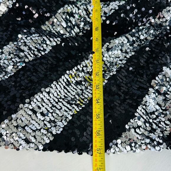 Maggie Sottero Flirt Statement Dress Black Silver Sequin Formal Gown Size 6 - Picture 9 of 9